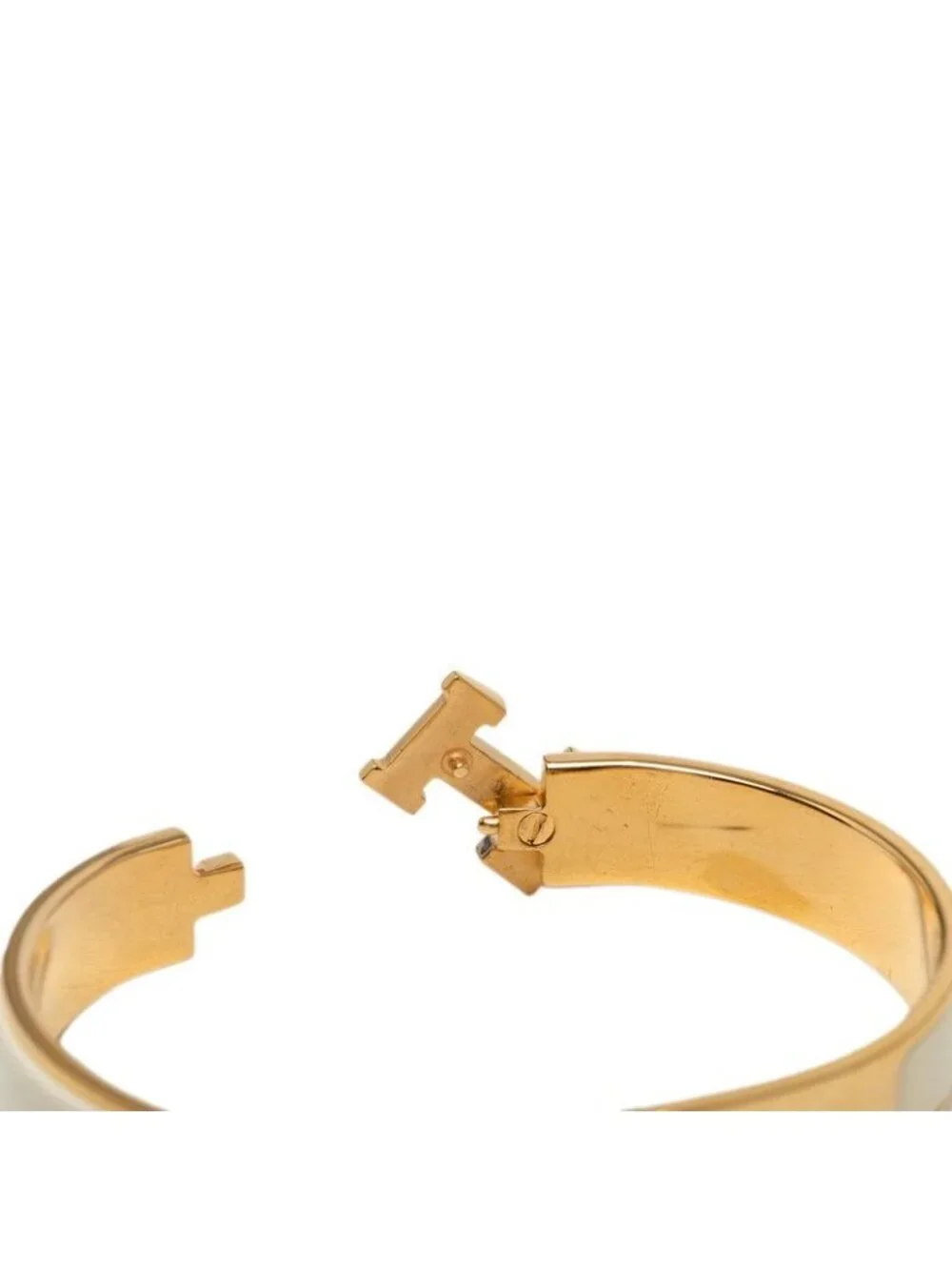 Hermes Click PM Bracelet Bangle Gold Ivory Plated